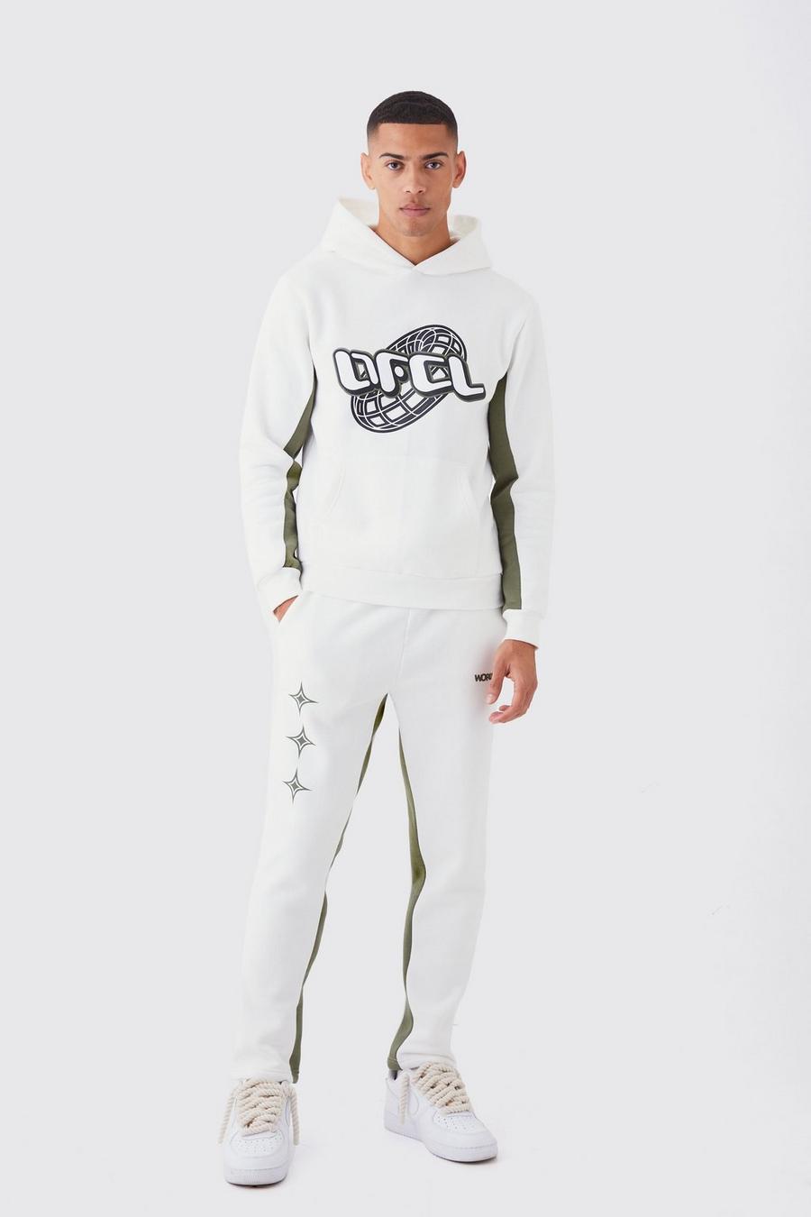 Slim-Fit Trainingsanzug mit Official-Print, Ecru image number 1