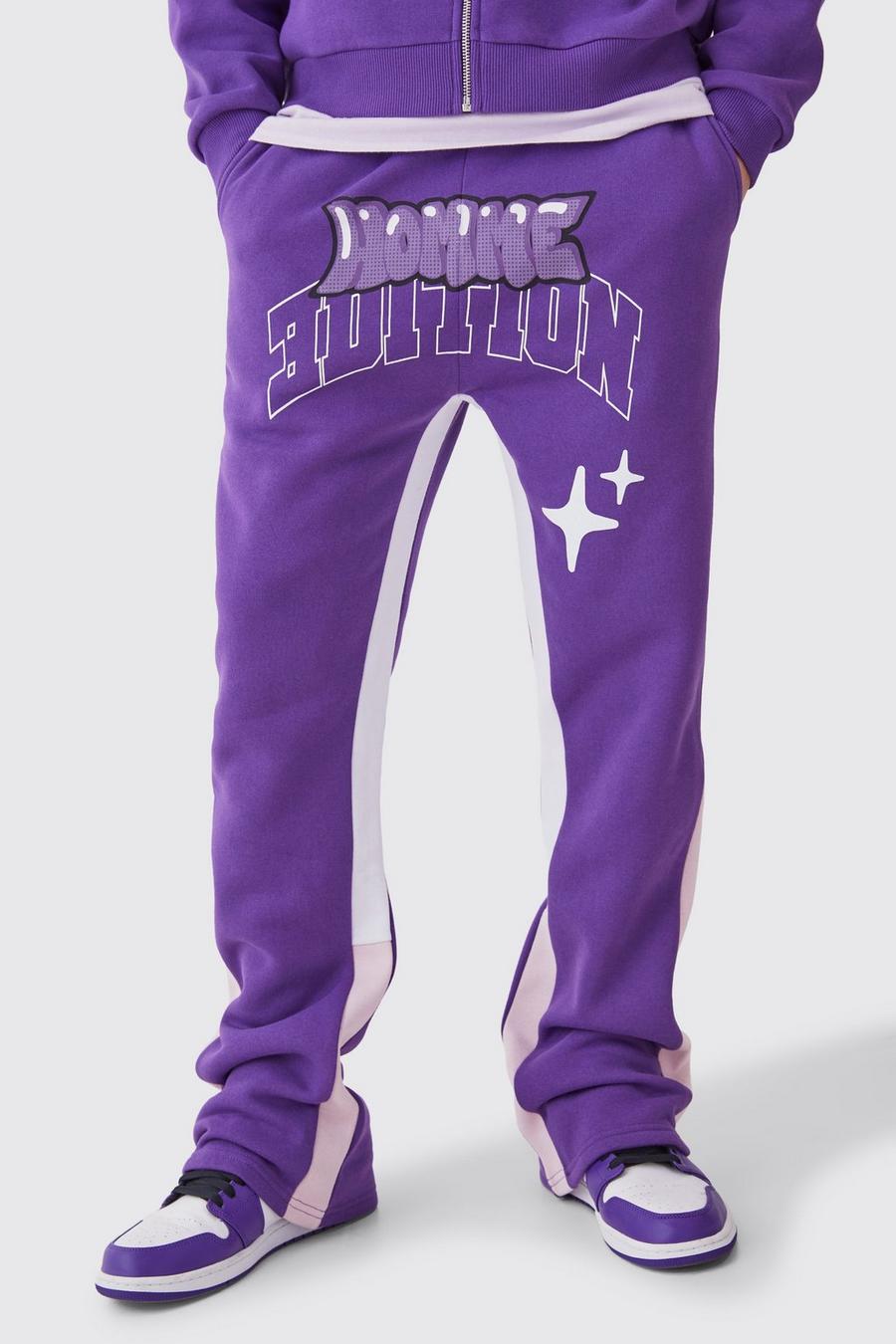Pantalón deportivo Homme con refuerzos y estampado en relieve, Purple