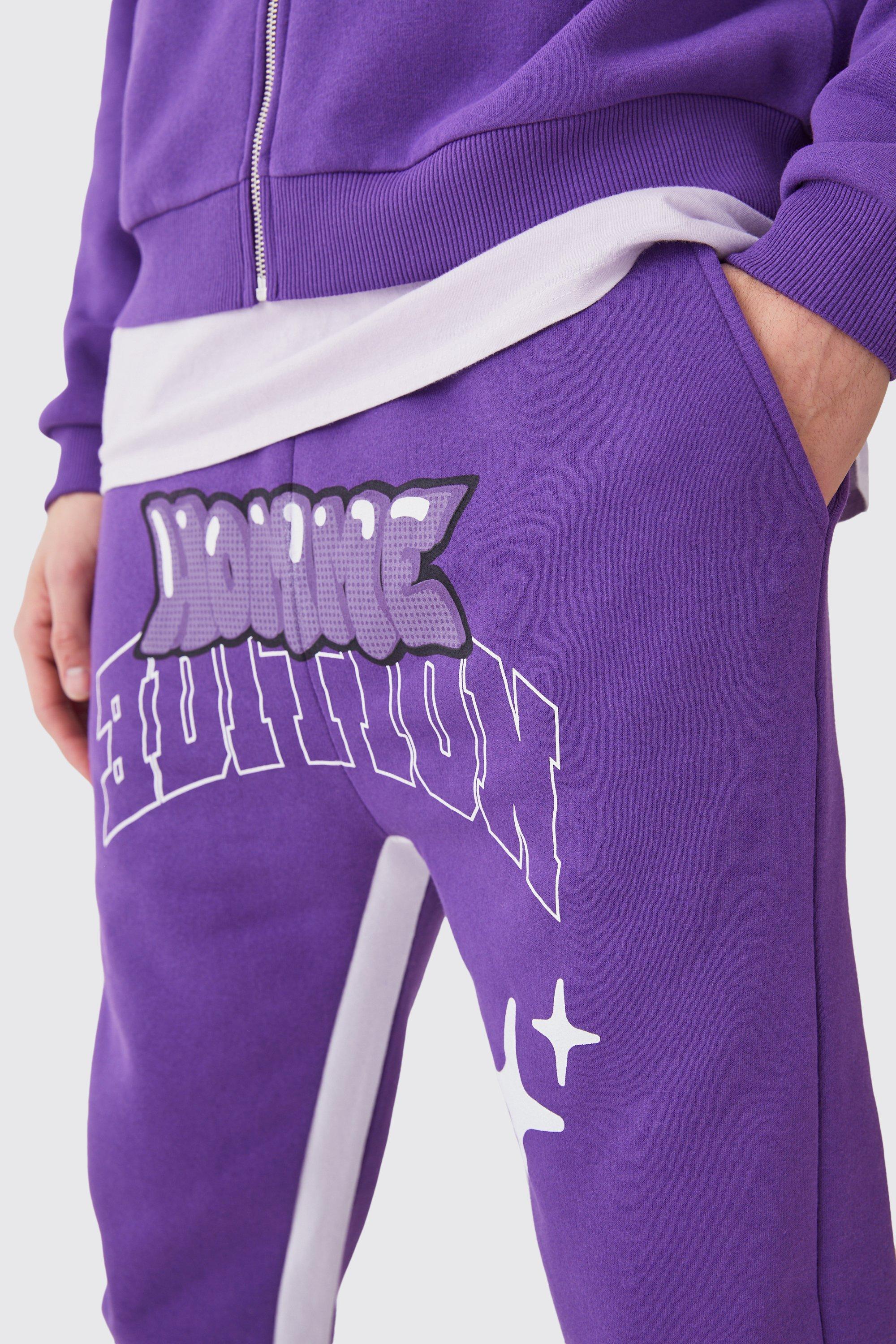 Purple and hot sale white joggers