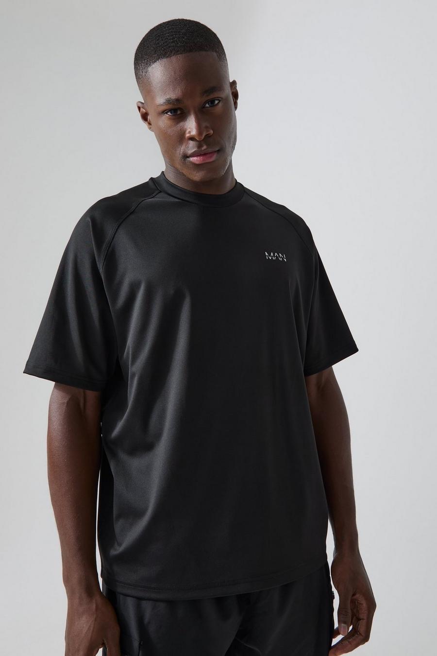Man Active Oversize Raglan T-Shirt, Black