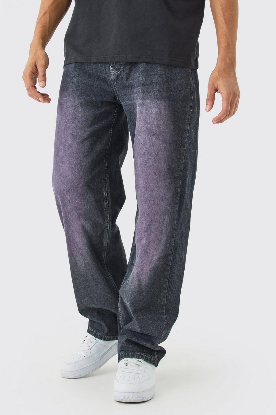 Jeans extra comodi in tinta unita in denim rigido color ardesia, Grey