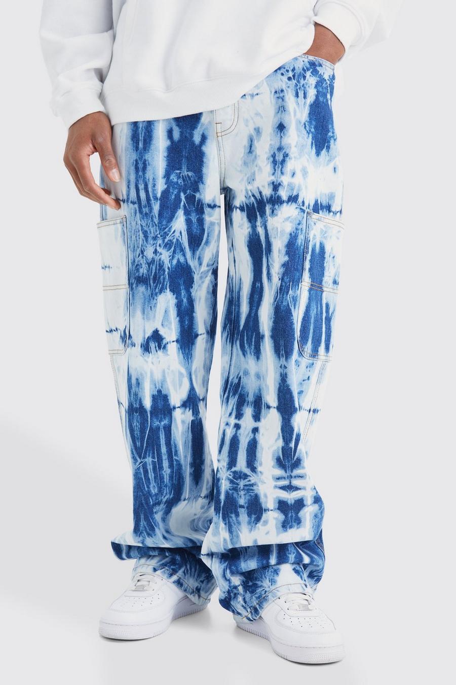 Baggy Rigid Bleached Jeans In Light Blue
