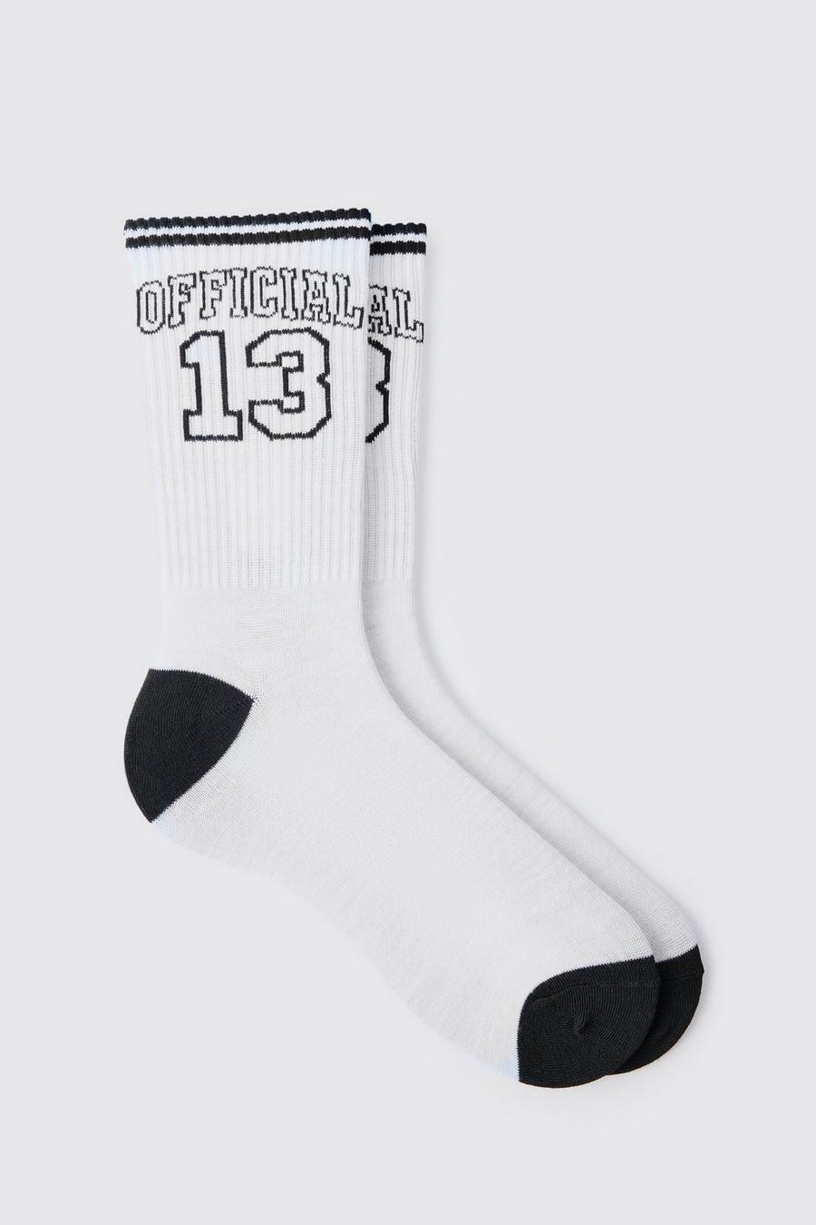 White Official Varsity Sports Stripe Socks image number 1