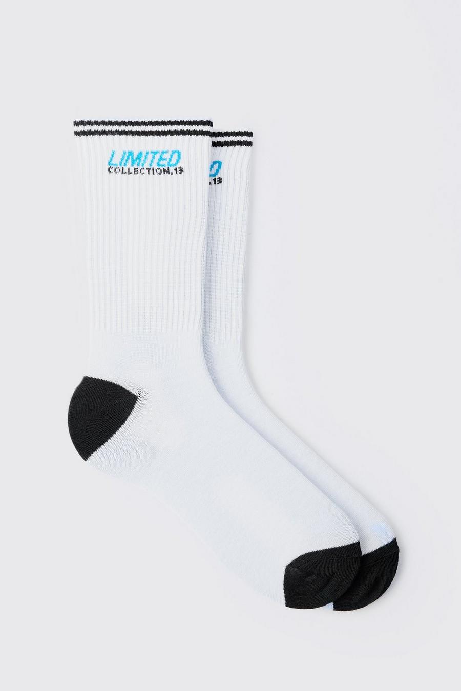 White Limited Edition Sports Stripe Socks