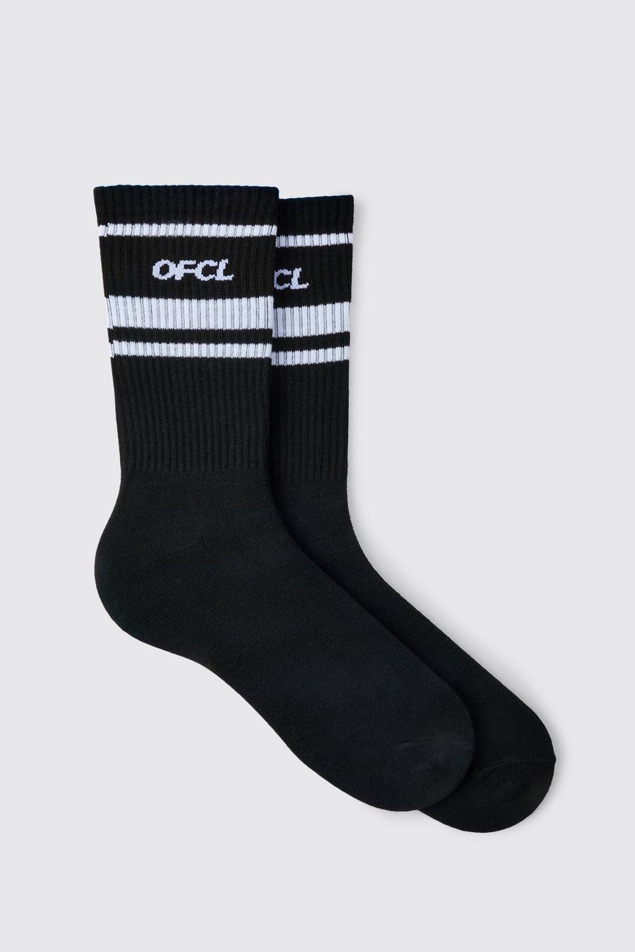 Official Socken mit Sport-Streifen, Black