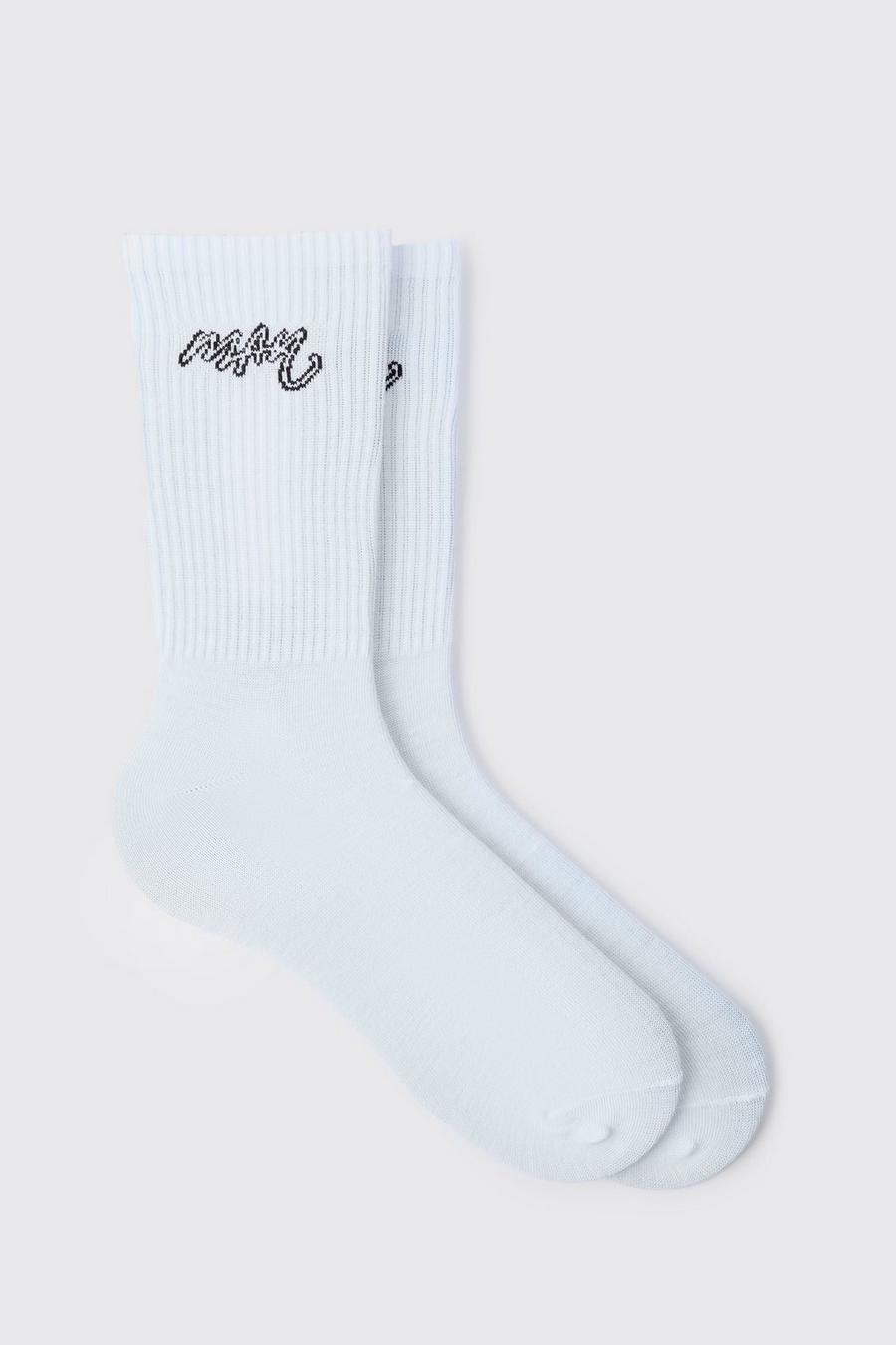 Socken mit Man-Stickerei, White image number 1