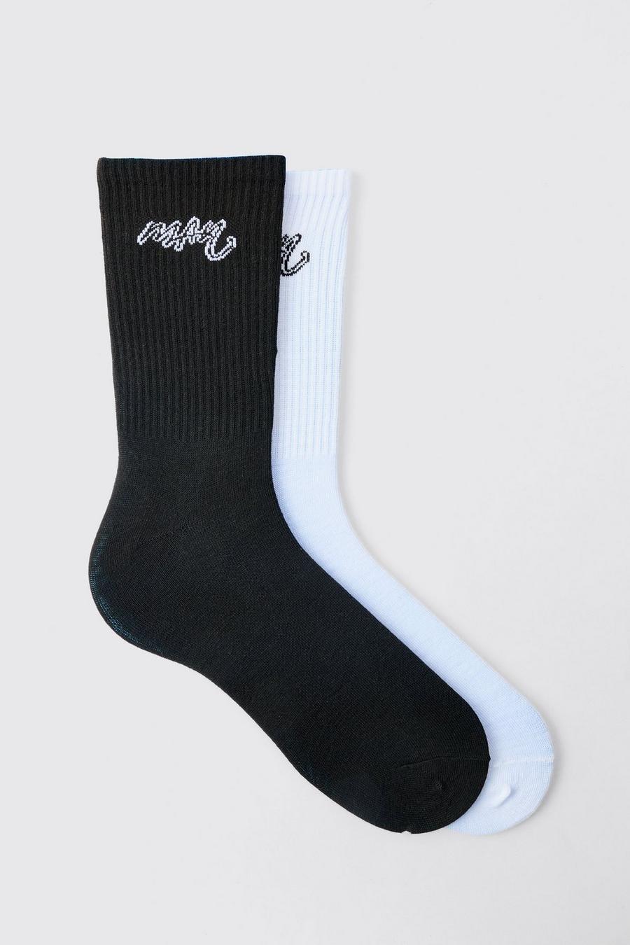 Multi 2 Pack Man Embroidered Socks image number 1