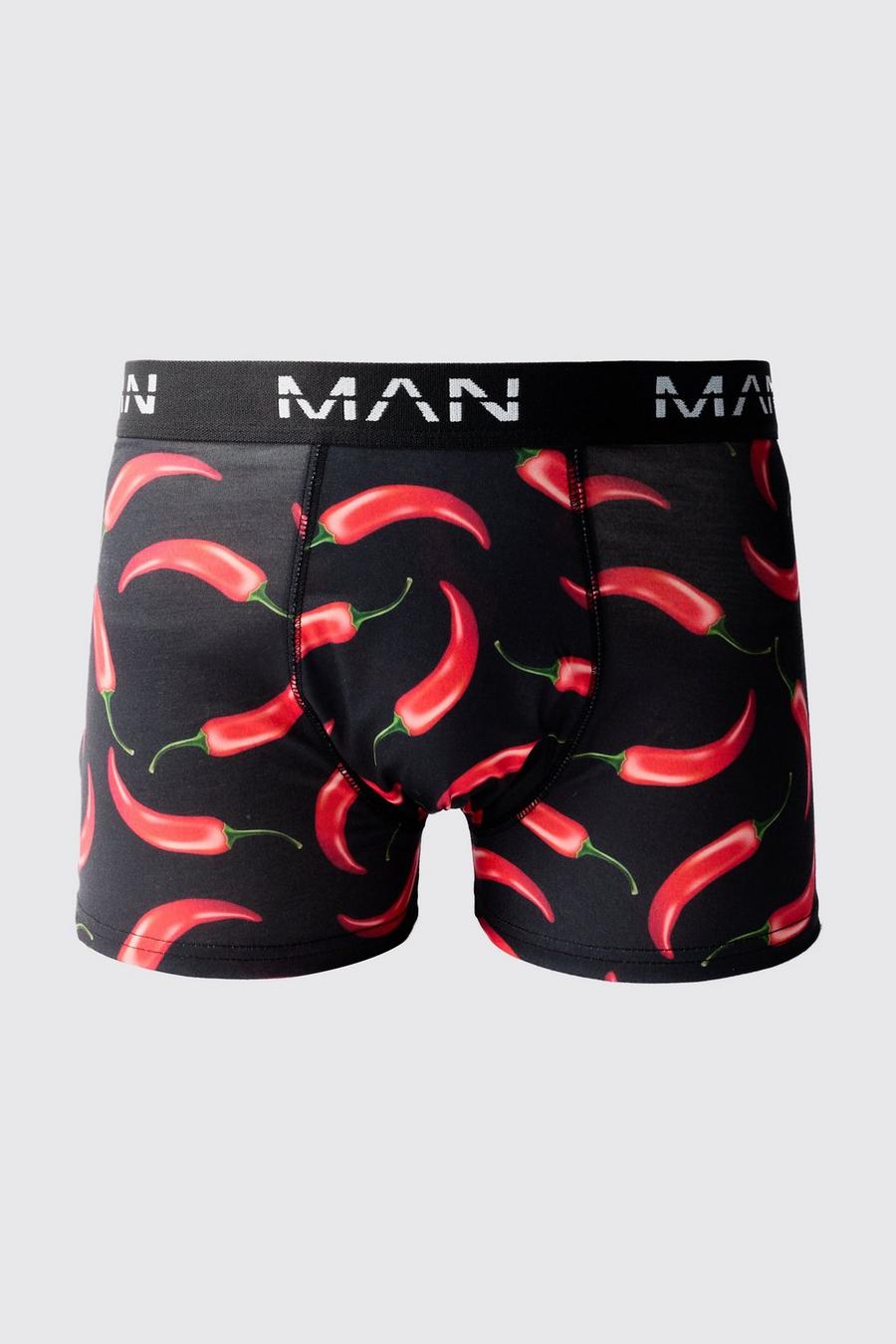 Multi Man Chilli Pepper Printed Boxers image number 1