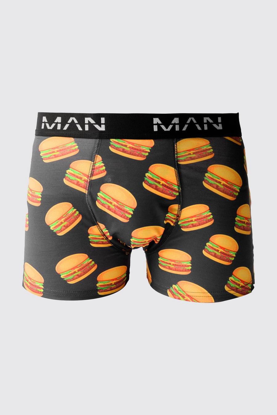 Boxer Man con stampa di hamburger, Multi
