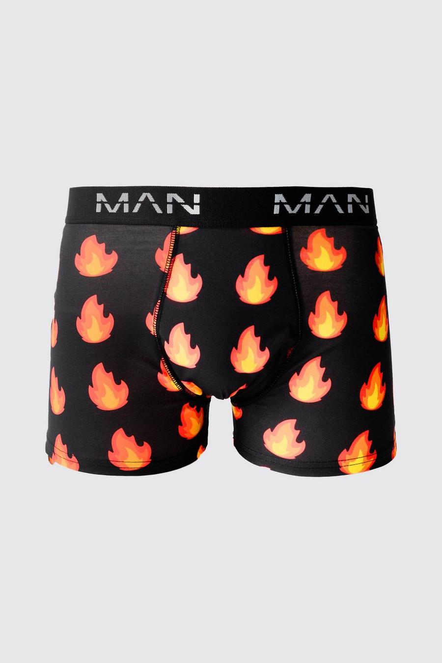 Man Boxershorts mit Flammen-Print, Multi image number 1