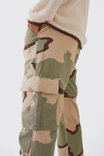 Stone Beige Straight Leg Camo Trouser