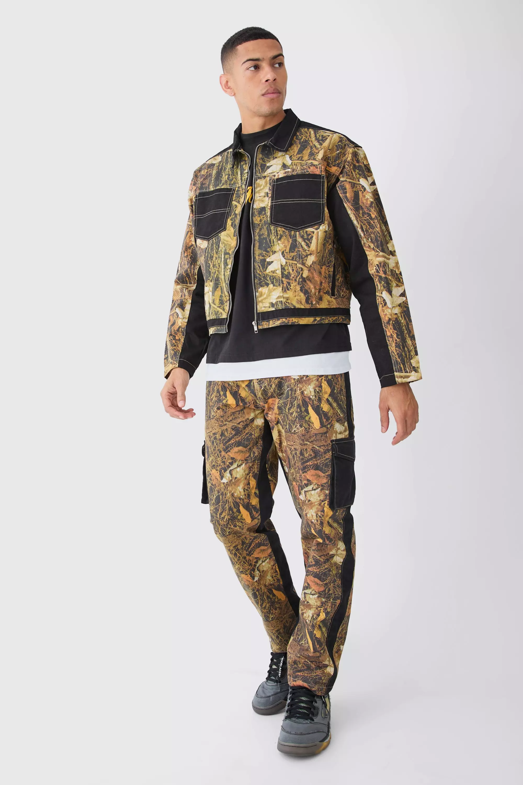 Khaki Fixed Waist Straight Leg Twill Camo Trouser alternative image
