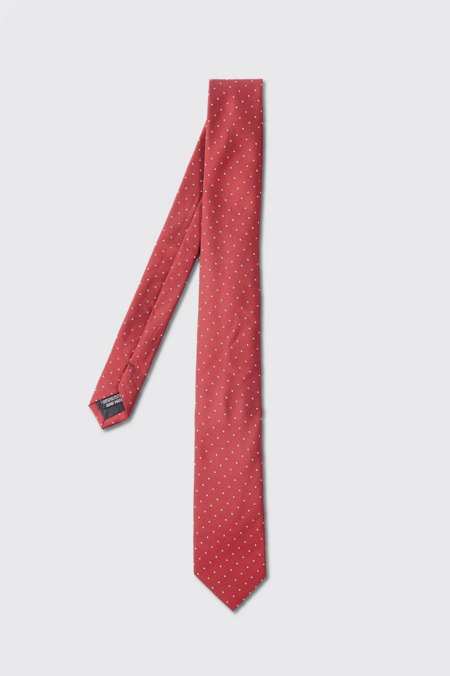 Gepunktete Slim-Fit Krawatte, Burgundy