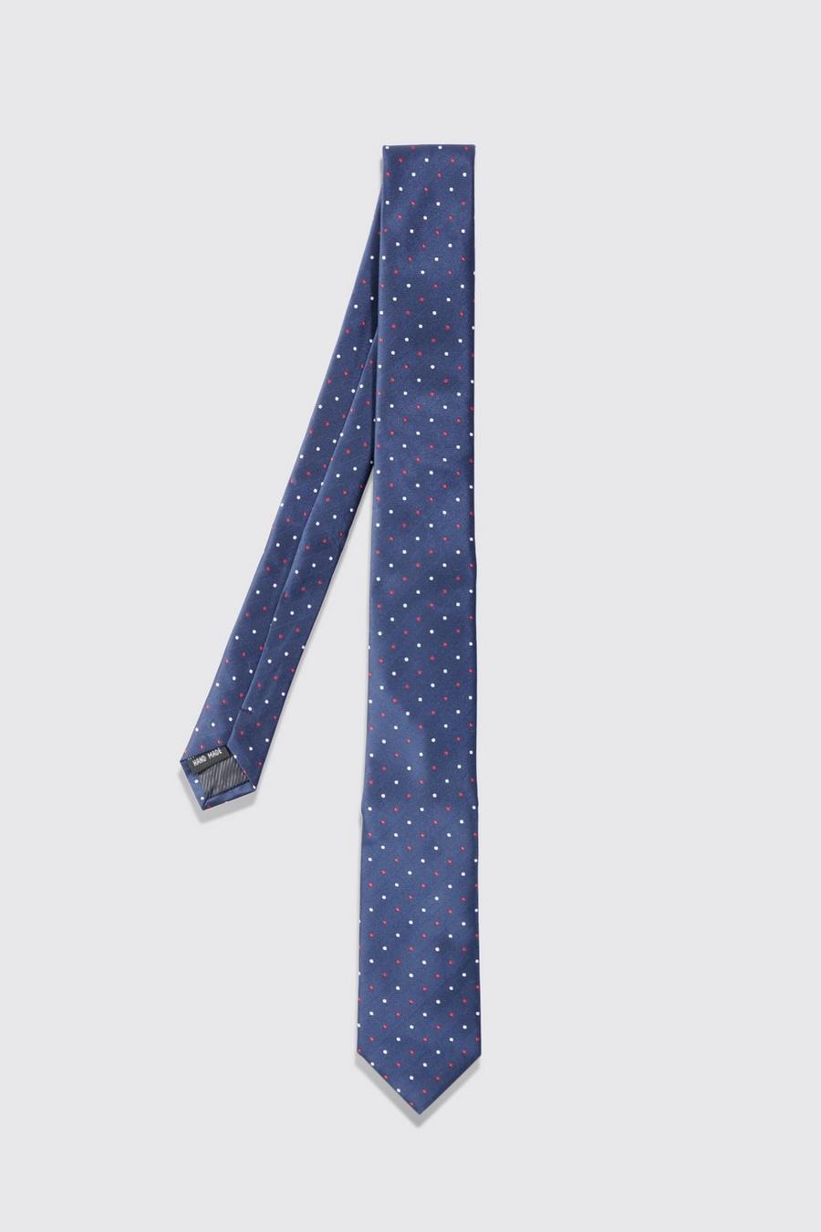 Gepunktete schmale Krawatte, Navy image number 1