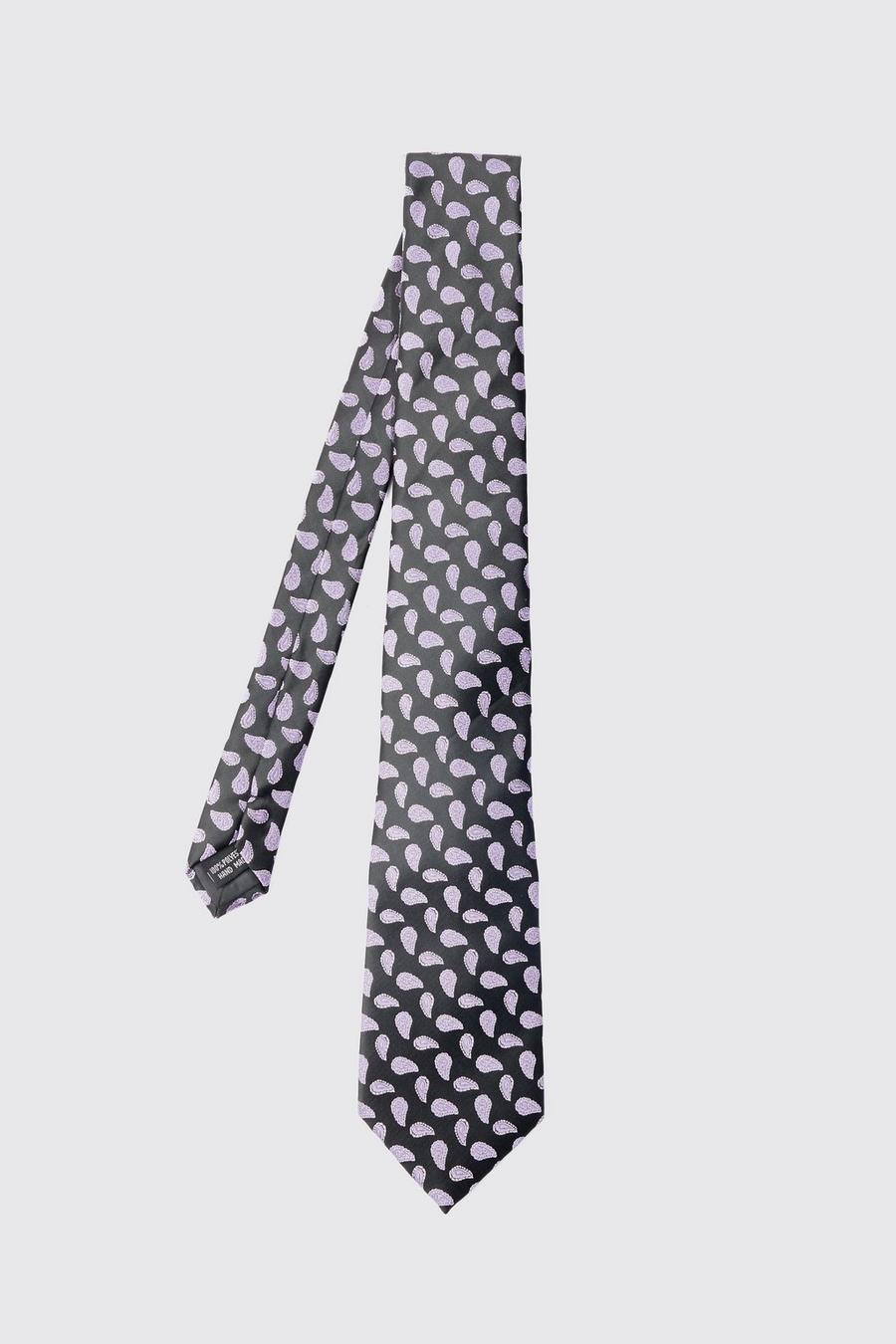 Jacquard Krawatte mit Paisley-Print, Black image number 1