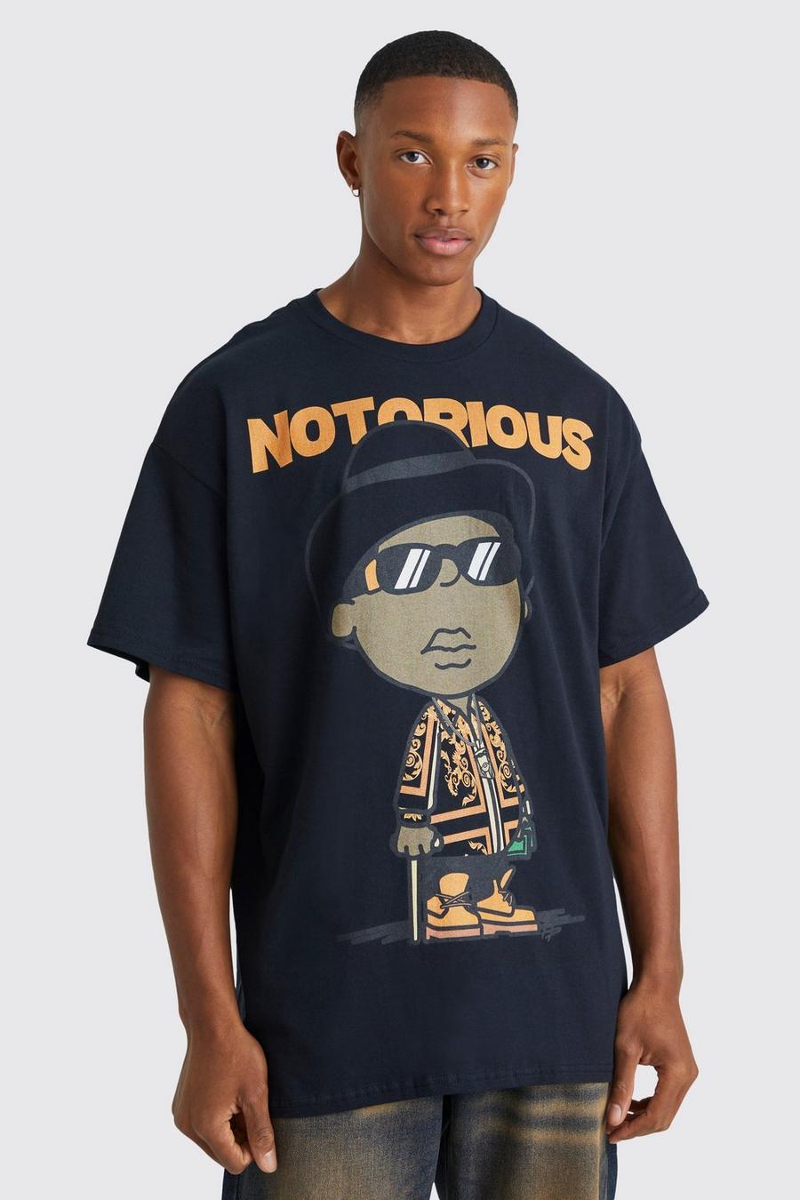 T-shirt oversize ufficiale Notorious Big Illustration, Black negro