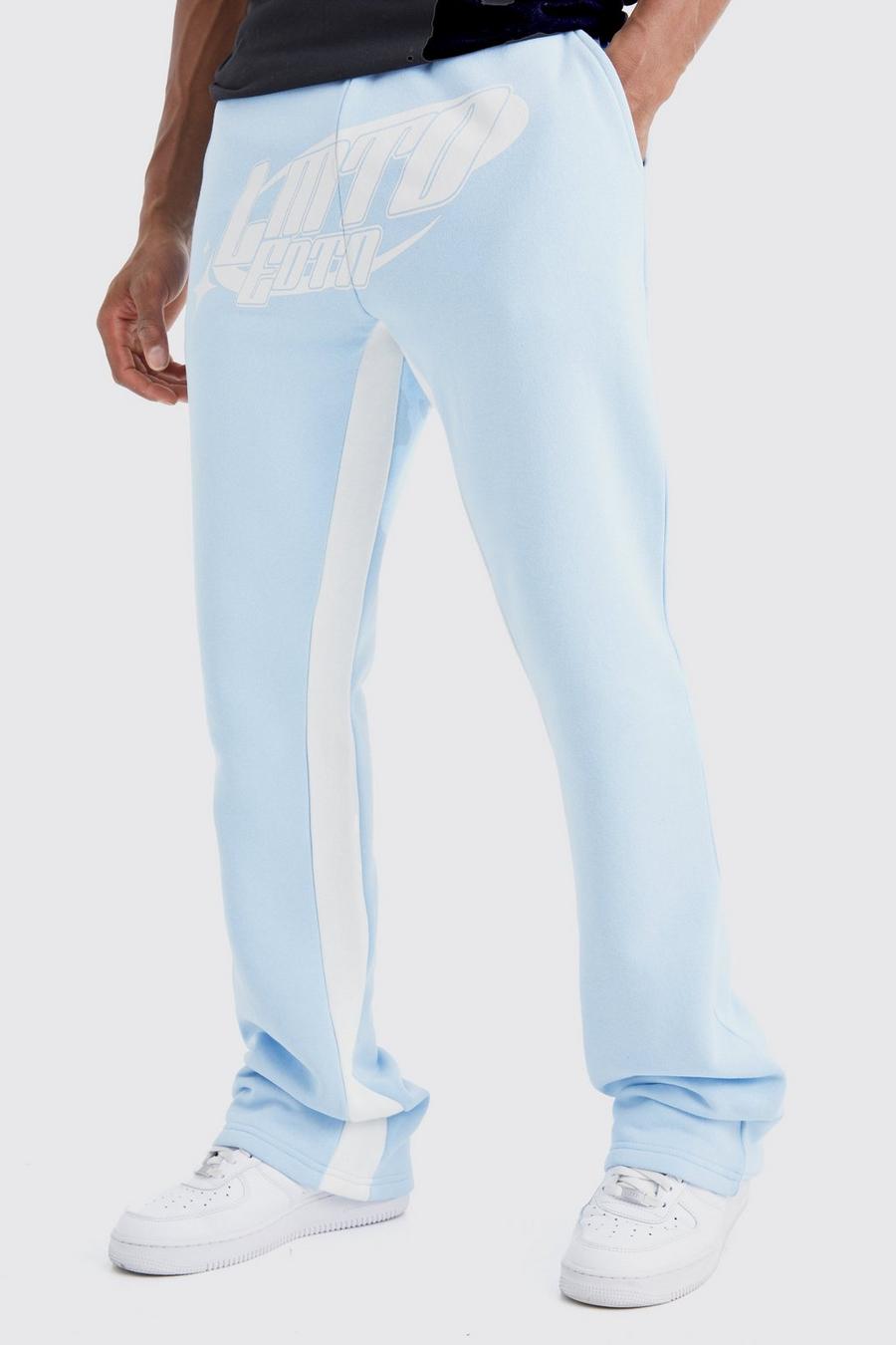 Pantalón deportivo Limited Edition con bajo plegado y refuerzos, Light blue