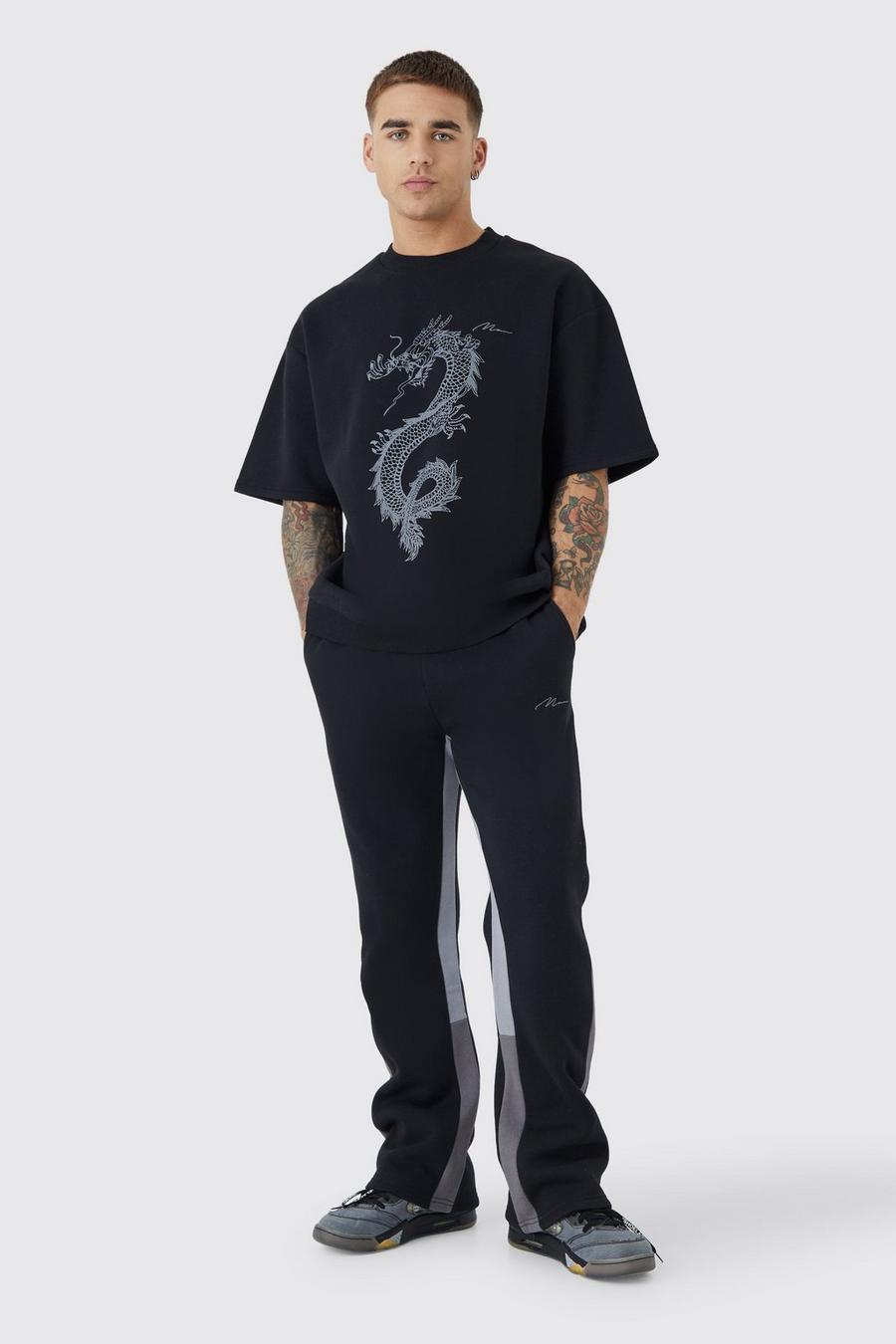 Man Signature Trainingsanzug mit Drachen-Print, Black
