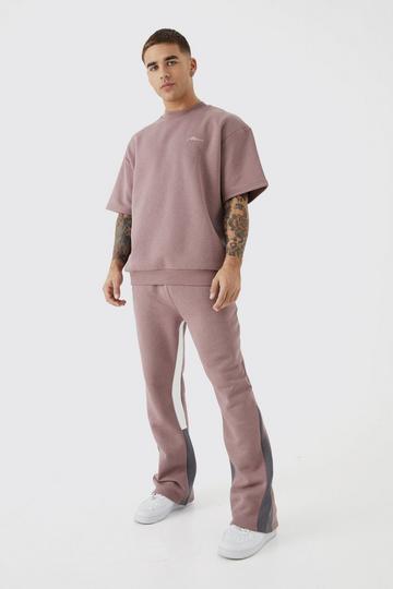 Man Signature Tiger Half Sleeve Gusset Tracksuit mauve