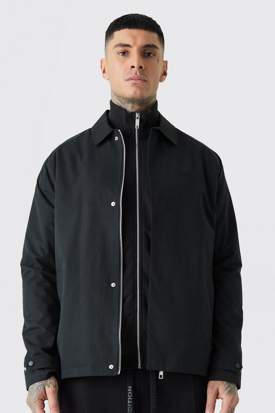Tall bestickte Twill-Jacke, Black image number 1