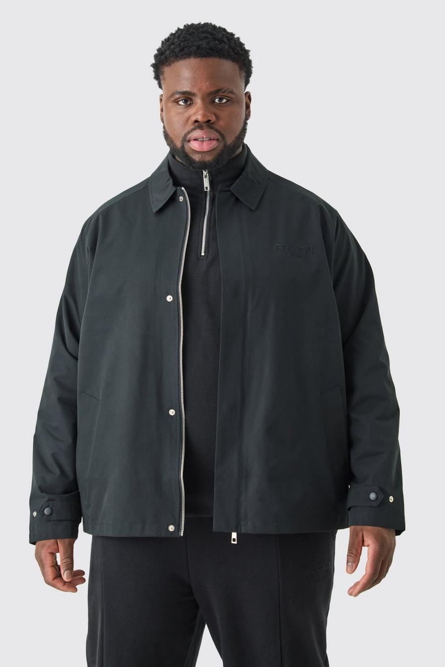 Black Plus EDITION Heavyweight Twill Embroidered Coach Jacket image number 1