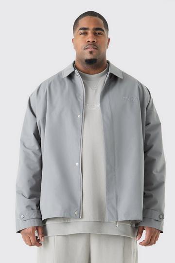 Plus EDITION Heavyweight Twill Embroidered Coach Jacket grey