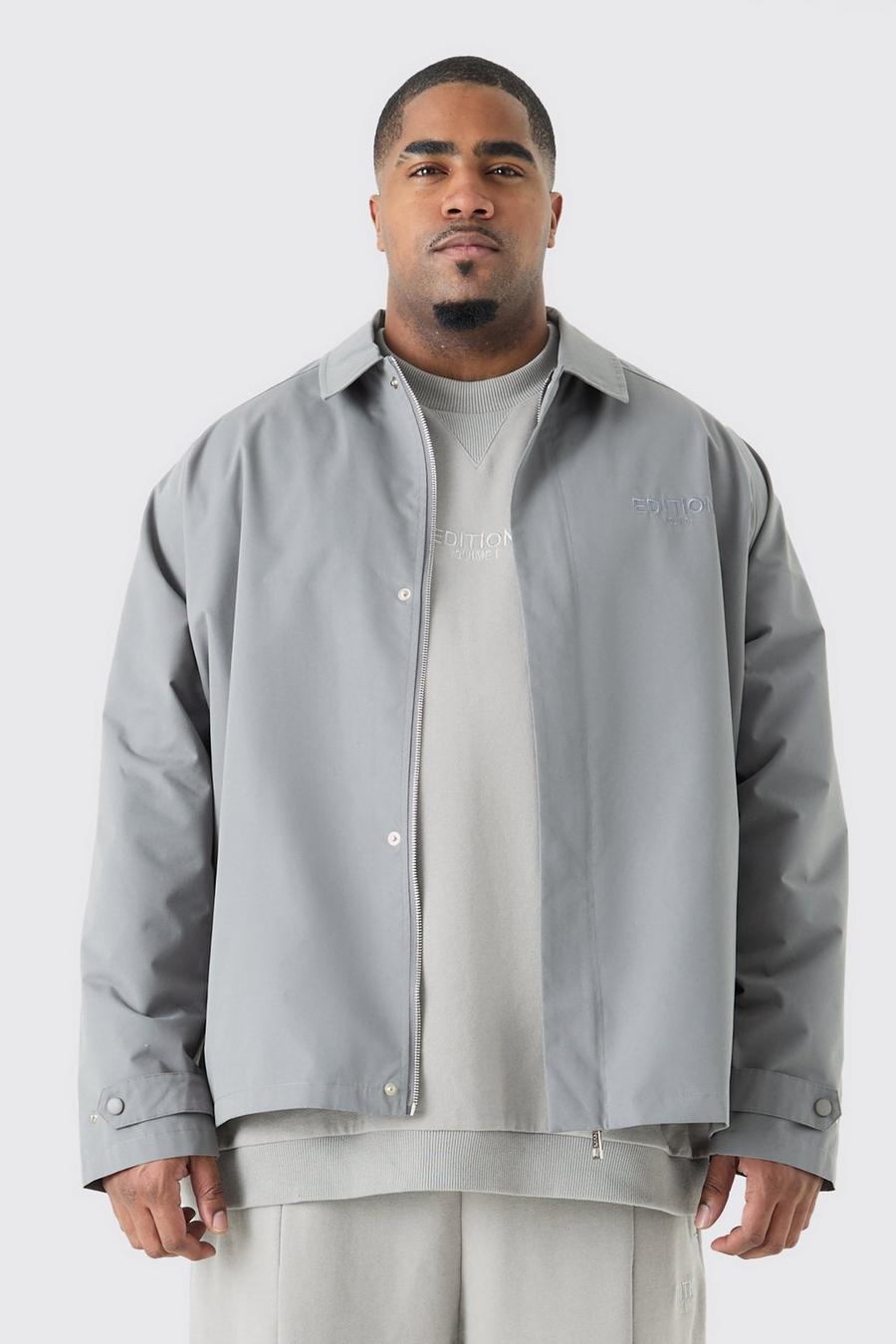 Grey Plus EDITION Heavyweight Twill Embroidered Coach Jacket image number 1