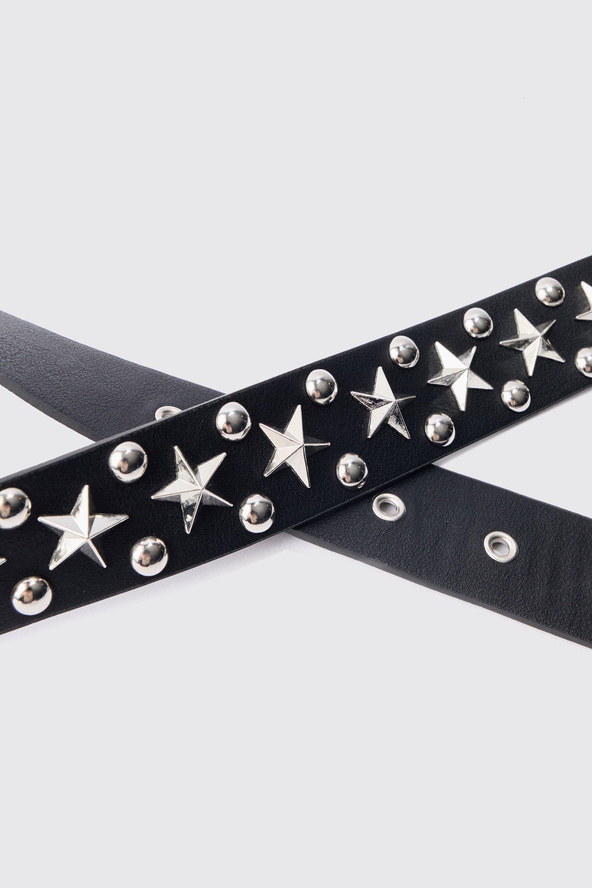 Star Studded Silver Buckle Belt