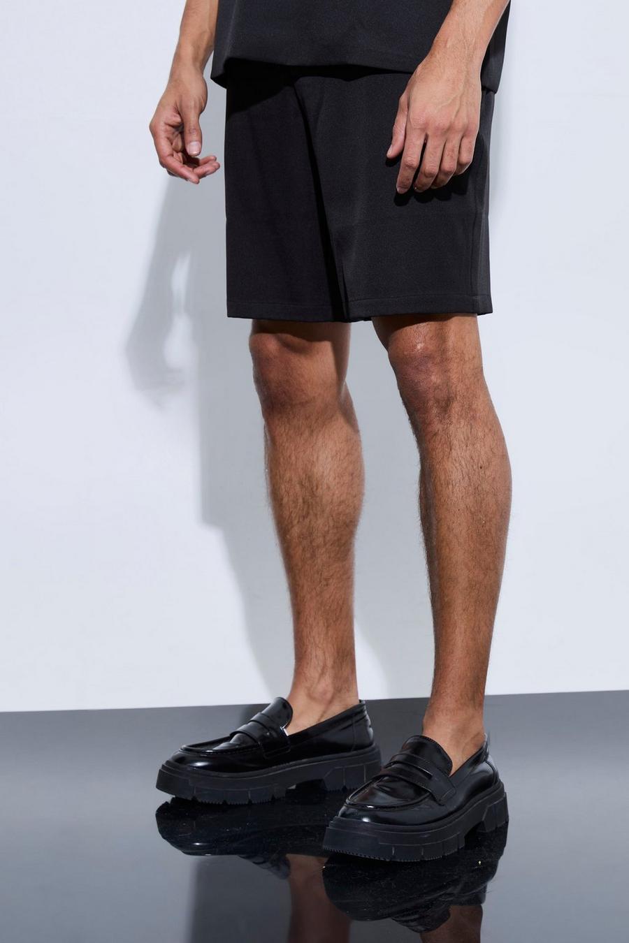 Maßgeschneiderte Shorts mit weitem Bein, Black