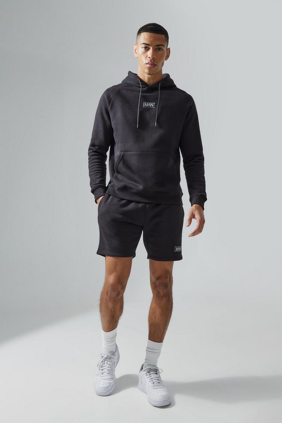 Conjunto MAN Active deportivo de pantalón corto y sudadera con capucha, Black image number 1