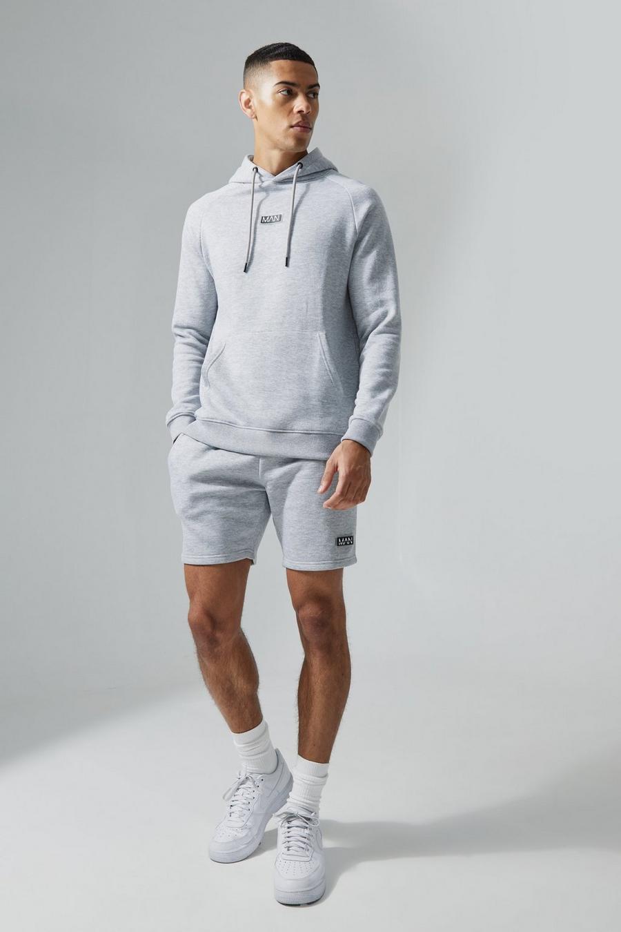 Grey marl Man Active Fitness Hoodie En Shorts Set image number 1