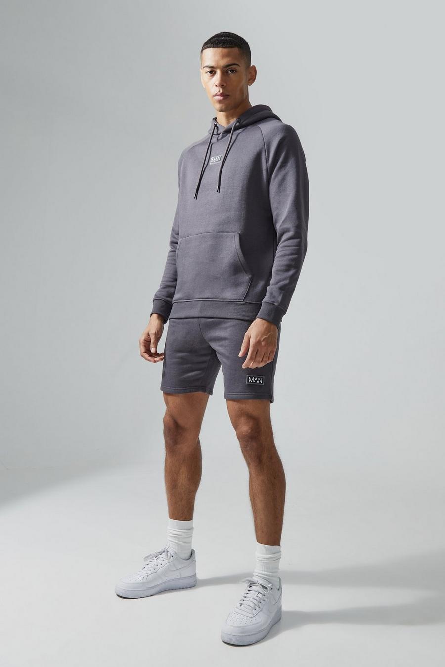 Charcoal Man Active Gym Training Hoodie & Short Set image number 1