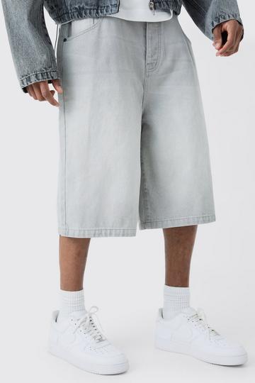 Tall Denim Jorts In Light Grey ice grey