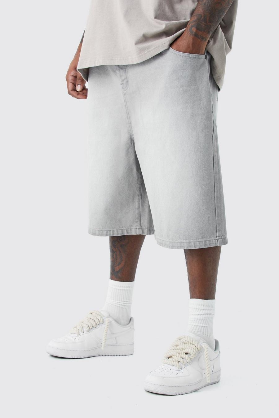 Pantaloni tuta Plus Size in denim grigio chiaro, Ice grey