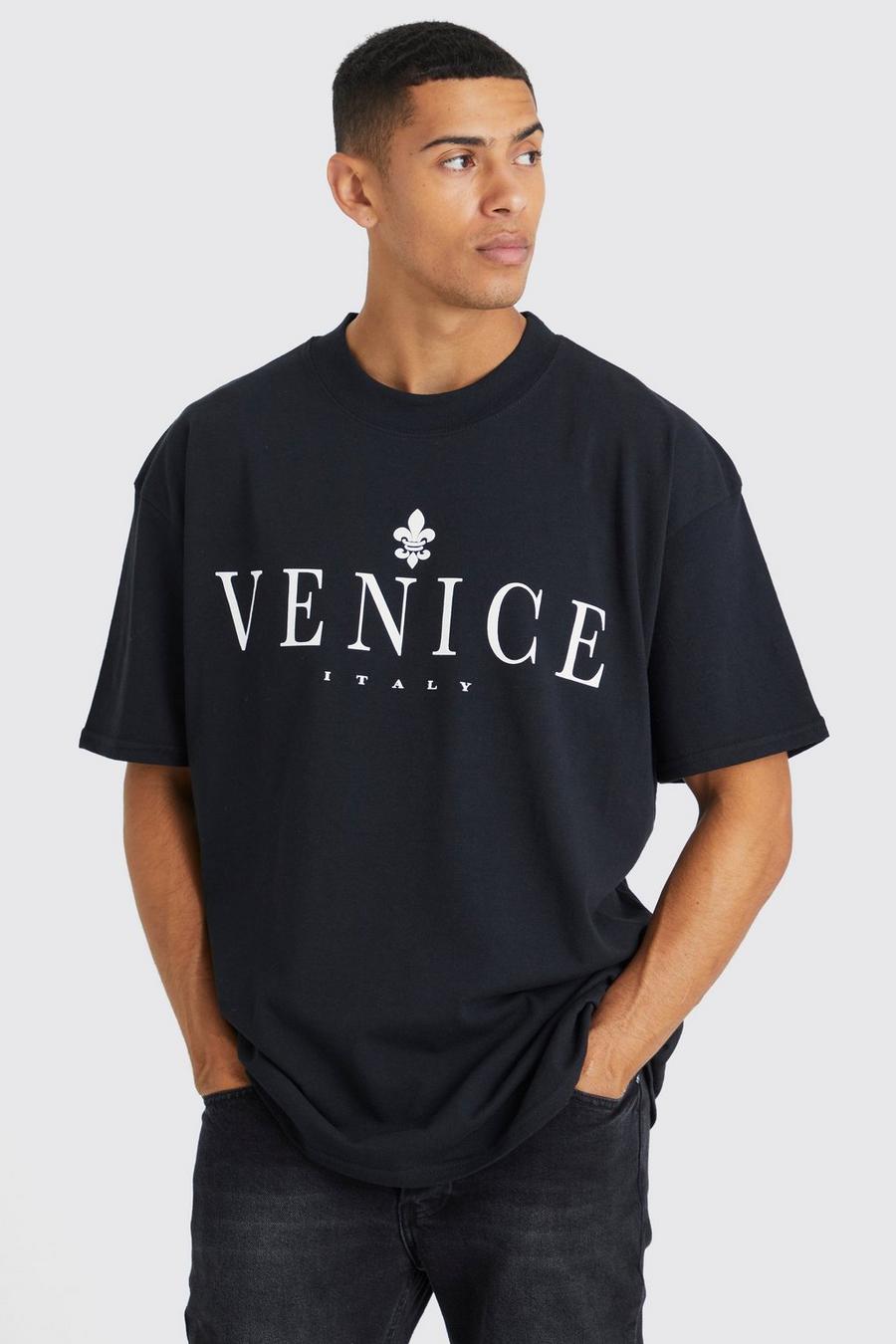 T-shirt oversize à imprimé Venise, Black image number 1