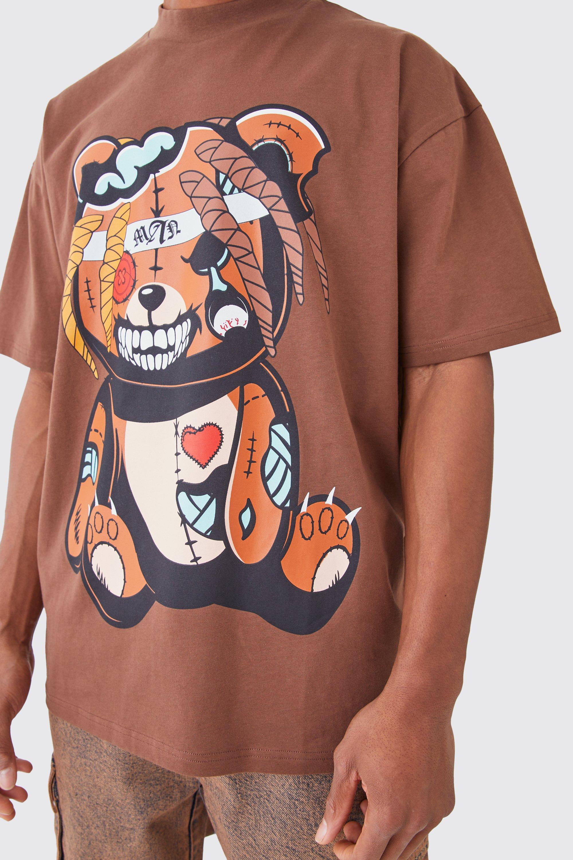 Boohoo UK - shirt - Men's Plus Oversized Angry Teddy Graphic T