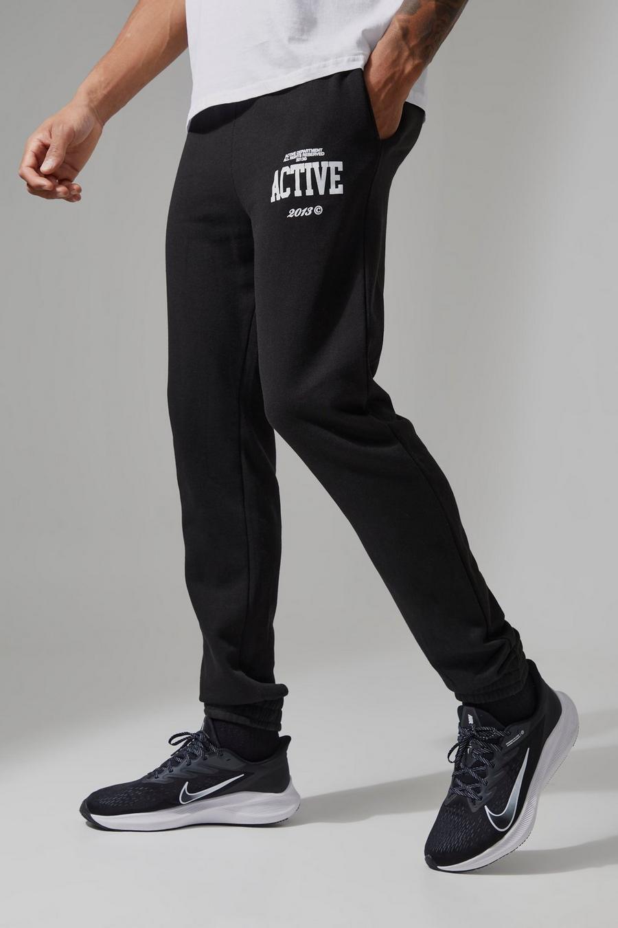 Pantaloni tuta Tall Man Active con stampa stile Varsity, Black image number 1
