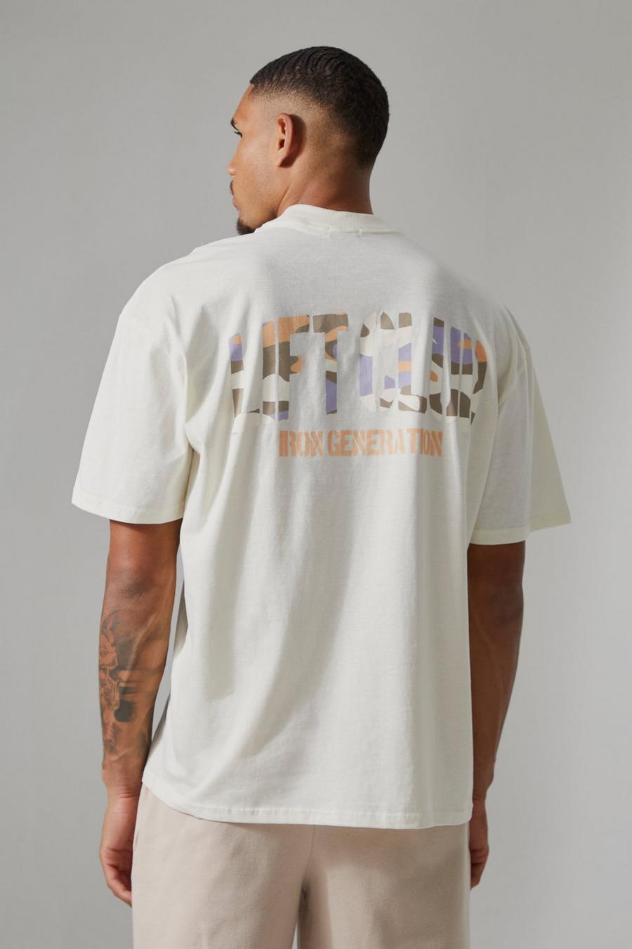 Ecru blanc Tall Active Oversized Camo Lift Club T-shirt