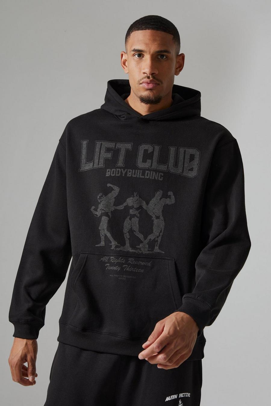 Tall Man Active Oversize Hoodie mit Lift Club Print, Black image number 1