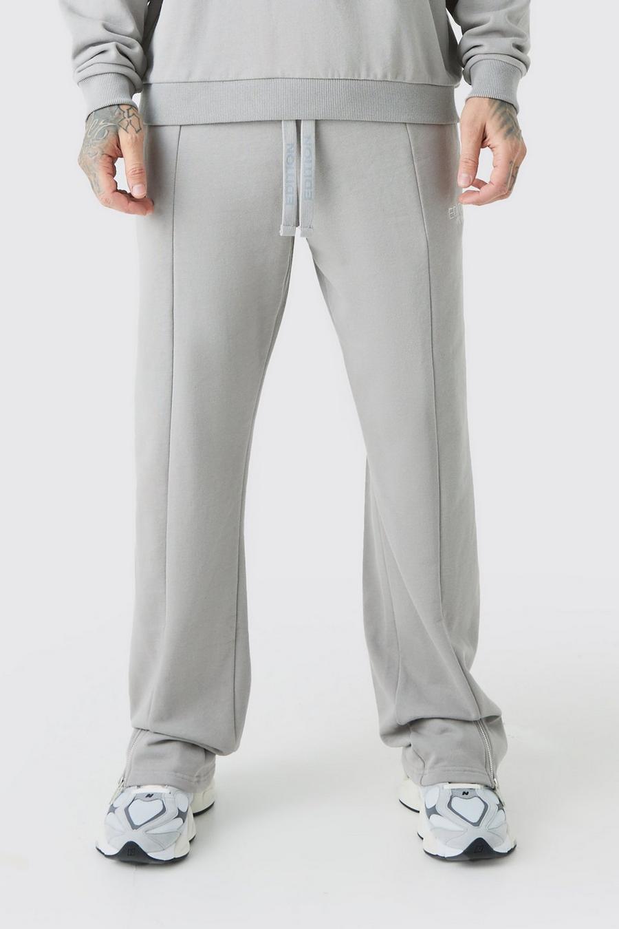 Pantalón deportivo Tall holgado grueso con abertura en el bajo, Grey image number 1