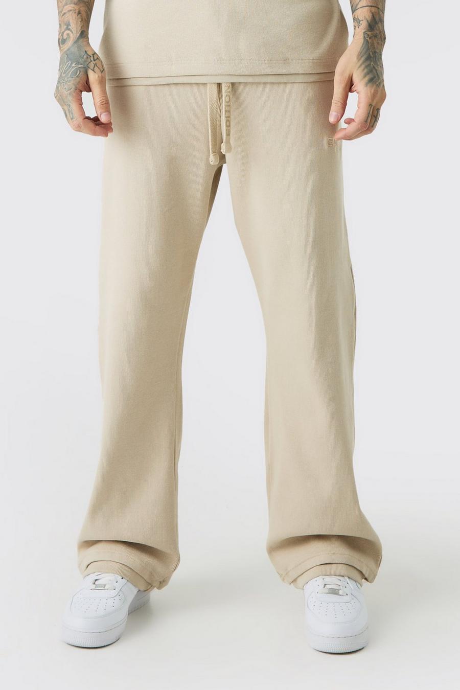 Pantalón deportivo Tall recto de canalé grueso con abertura en el bajo EDITION, Stone