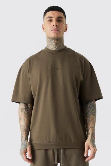 Tall EDITION Oversized Heavyweight Zip Hem T-shirt chocolate