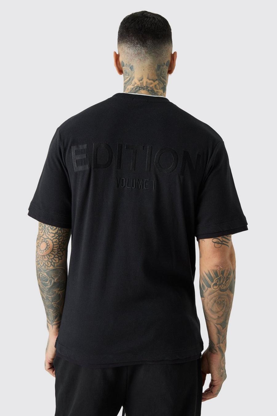 Black Tall EDITION Ribbad t-shirt i tjockt tyg image number 1