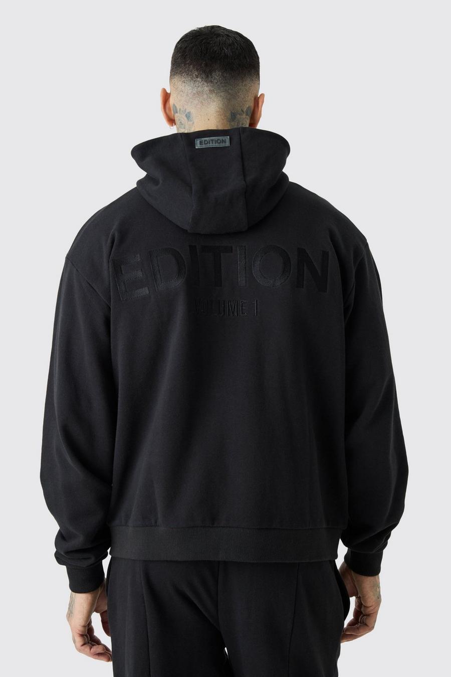 Black Tall EDITION Oversize hoodie i tjockt tyg med dragkedja image number 1