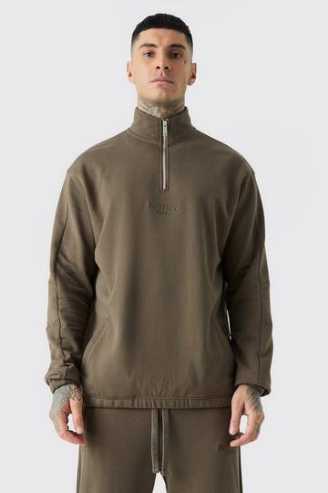 Tall EDITION Oversized Heavyweight Funnel Neck Sweatshirt chocolate