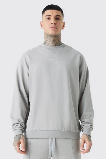 Tall EDITION Oversized Extended Neck Heavyweight Sweatshirt grey