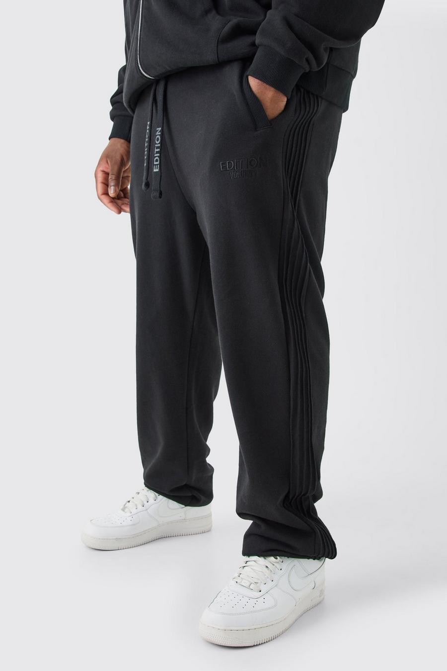 Pantaloni tuta pesanti Plus Size EDITION oversize con nervature, Black