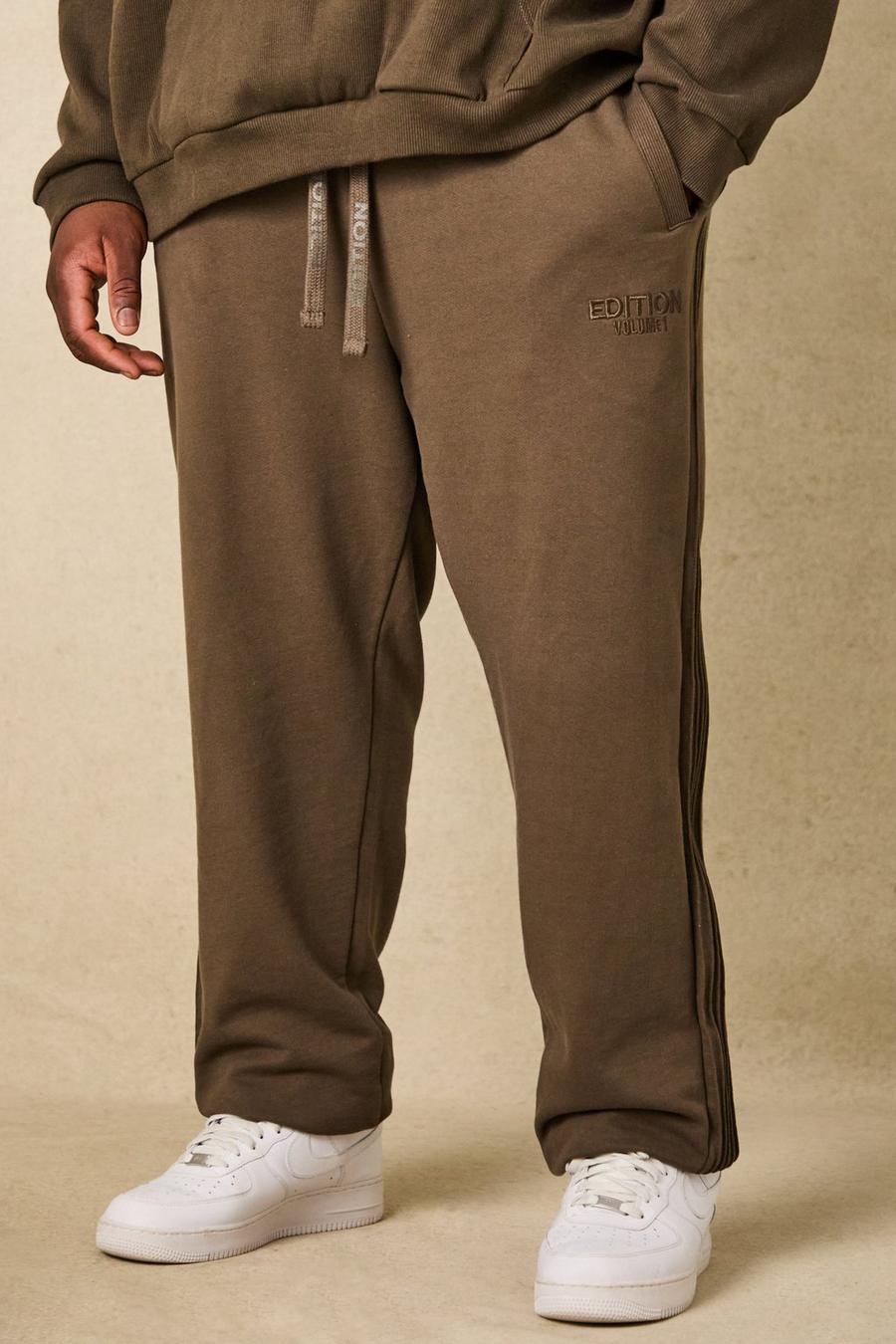 Pantalón deportivo Plus oversize grueso con alforza EDITION, Chocolate