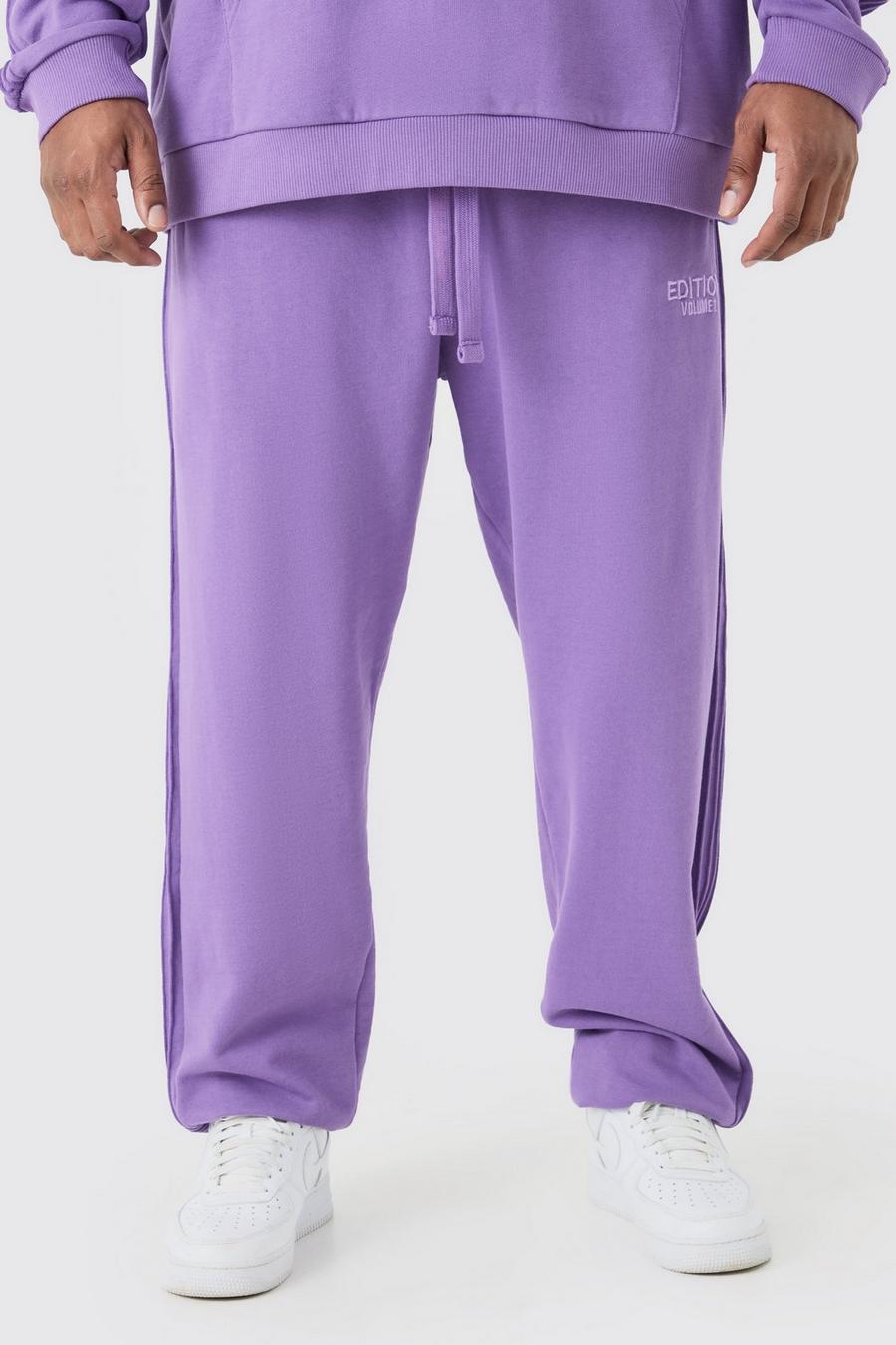 Pantaloni tuta pesanti Plus Size EDITION oversize con nervature, Purple image number 1