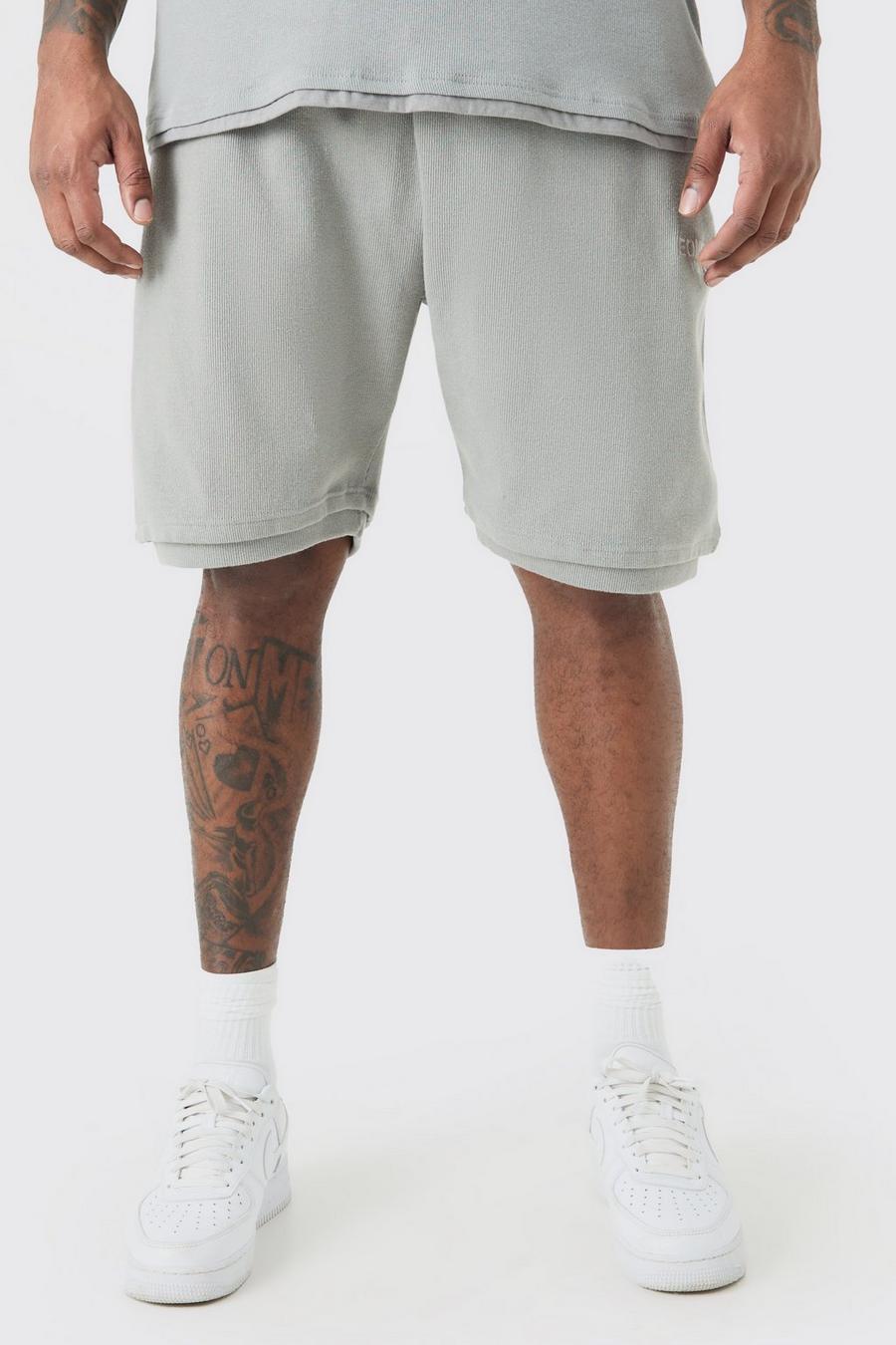 Grey Plus EDITION Relaxed Heavyweight Ribbed Shorts image number 1